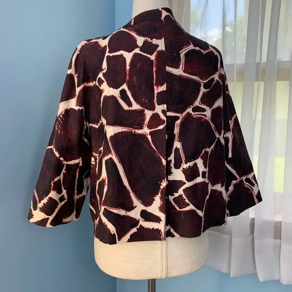 Anthropologie Leifsdottir Linen Blend Giraffe Jacket Size 6 - Picture 4 of 8